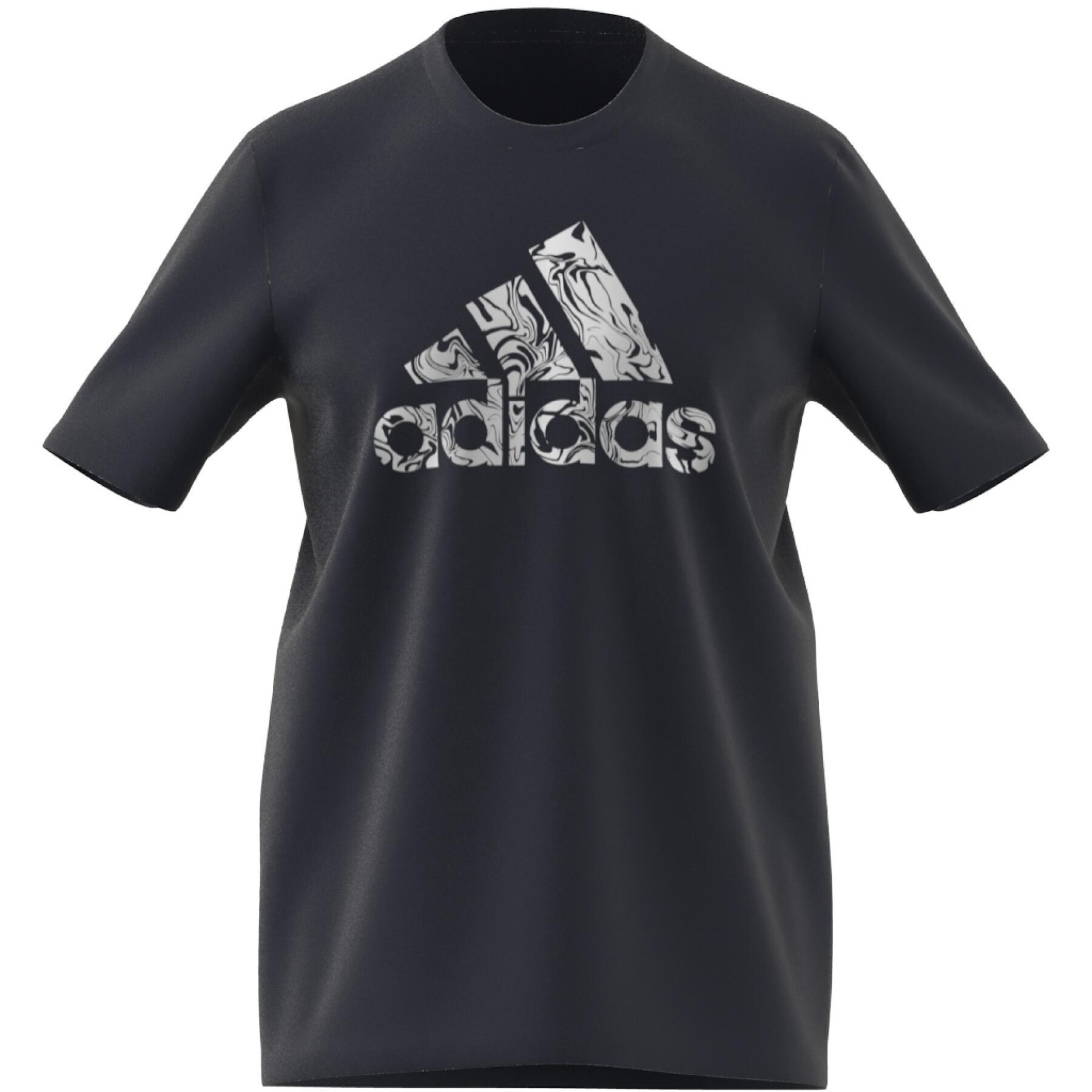 Grafisk T-shirt med sportmärke i flytande aluminium adidas